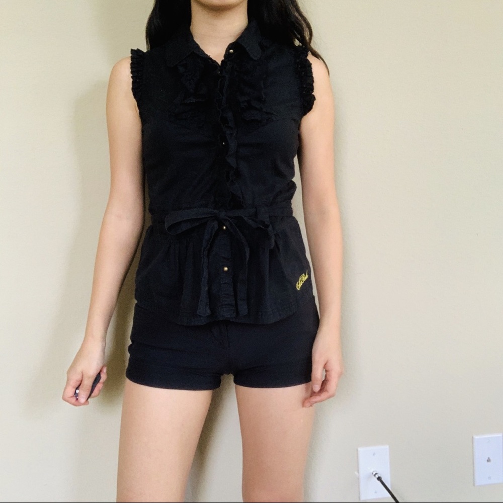 ECKO BLACK RUFFLE TOP - Picture 6 of 7